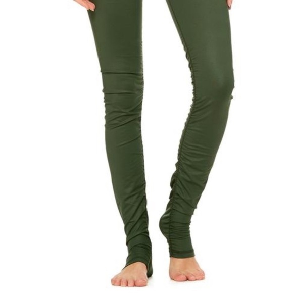 NEW! Alo Yoga Idol Ruched Legging Green SZ S - Picture 3 of 15